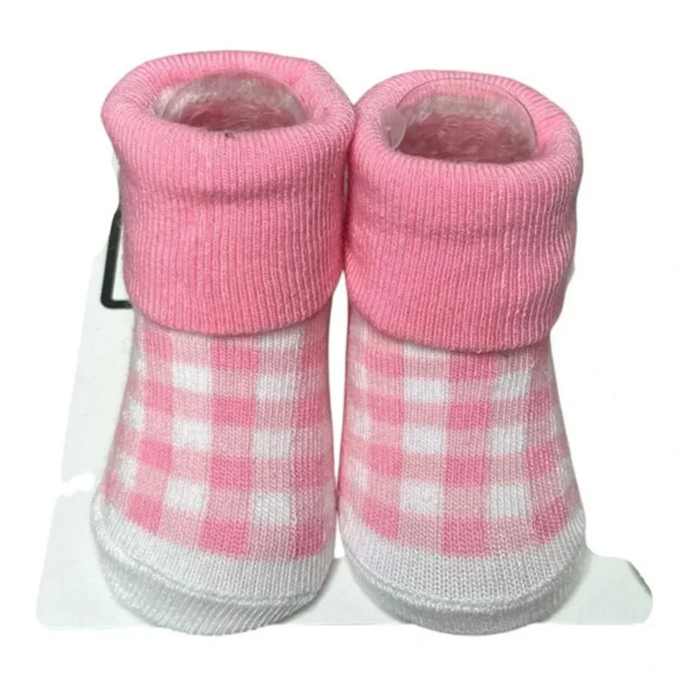 Duck Duck Goose Bib and Sock Set Infant One Size Pink Green 5pc‎ Home Grown New